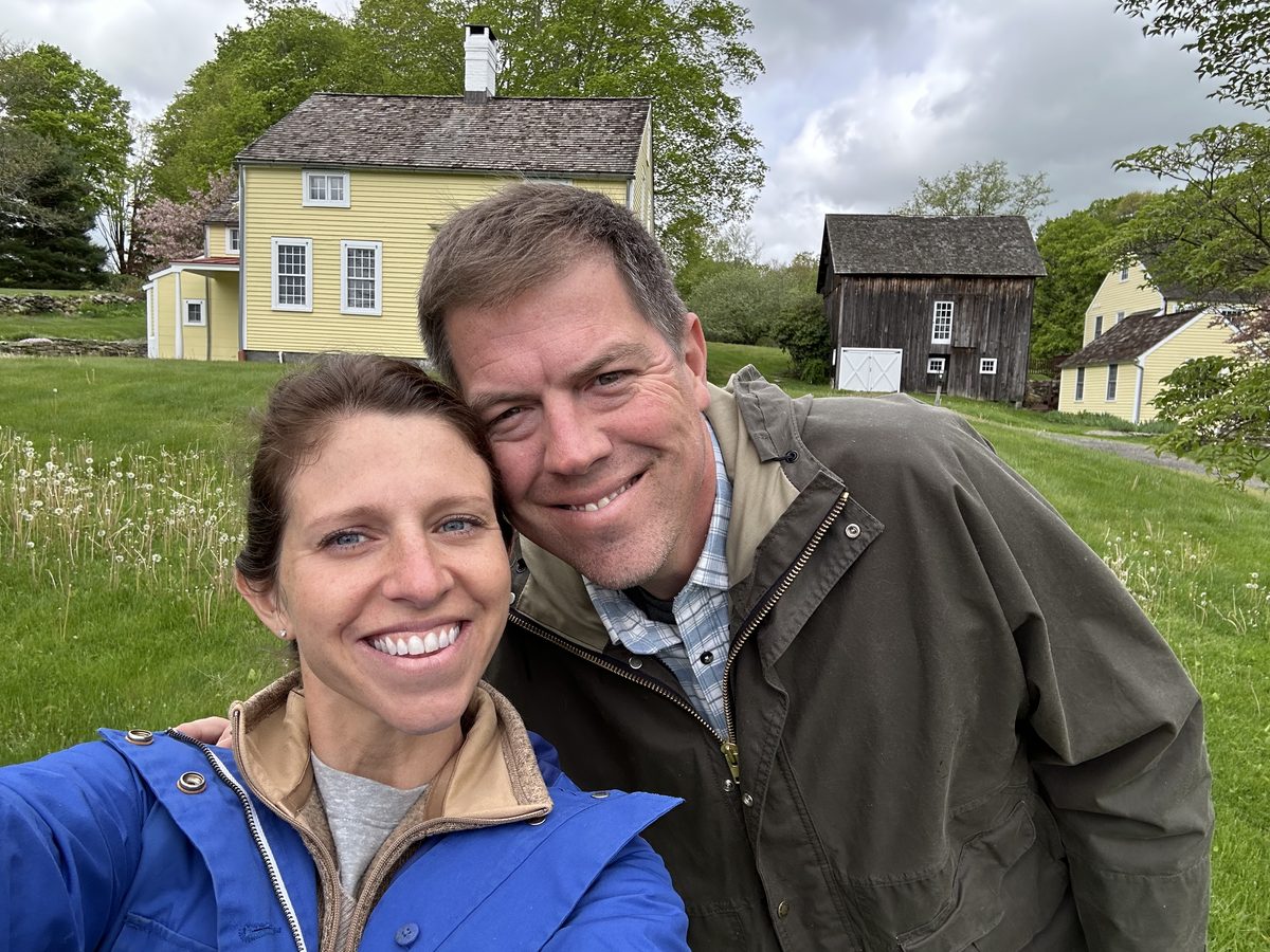 Erin and John outside the Goose Hill farmhouse